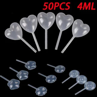 50 Uds. Transparent en forma de corazón apretar 4ml aceites de transferencia pipetas líquidas cuentagotas