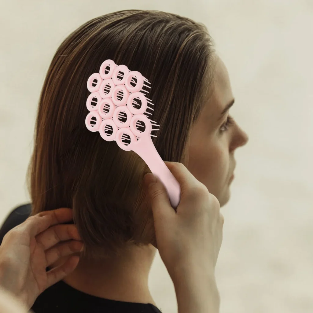 Peine de masaje, cepillo de pelo bonito para mujer, nudo chino rosa, desenredante del cuero cabelludo, bonito peine para el cuidado, herramienta de estilismo portátil