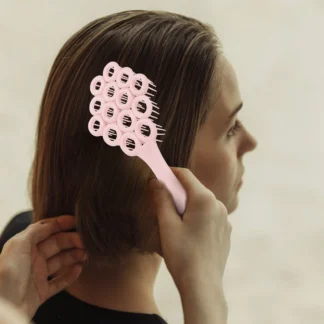 Peine de masaje, cepillo de pelo bonito para mujer, nudo chino rosa, desenredante del cuero cabelludo, bonito peine para el cuidado, herramienta de estilismo portátil