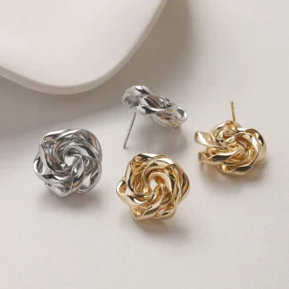 Pendientes delicados con forma de flor rosa para fabricación de joyas, accesorios DIY hechos a mano de latón chapado en oro de 14k, 21mm, 2 uds.