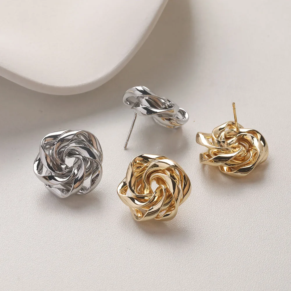Pendientes delicados con forma de flor rosa para fabricación de joyas, accesorios DIY hechos a mano de latón chapado en oro de 14k, 21mm, 2 uds.