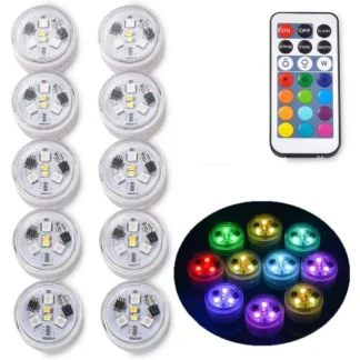 Mini luces LED sumergibles con control remoto, luz subacuática pequeña para té, alimentada por batería para fiestas, eventos, jarrón, pecera
