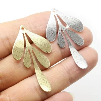 10 Uds. Colgante de hoja texturizada, dije de pendiente de hojas, adorno DIY, hallazgos de pendientes, 46,3x27mm, suministros de joyería-G227