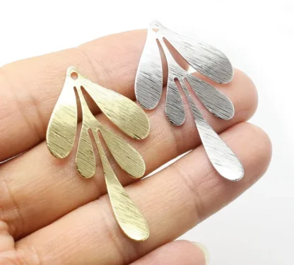 10 Uds. Colgante de hoja texturizada, dije de pendiente de hojas, adorno DIY, hallazgos de pendientes, 46,3x27mm, suministros de joyería-G227