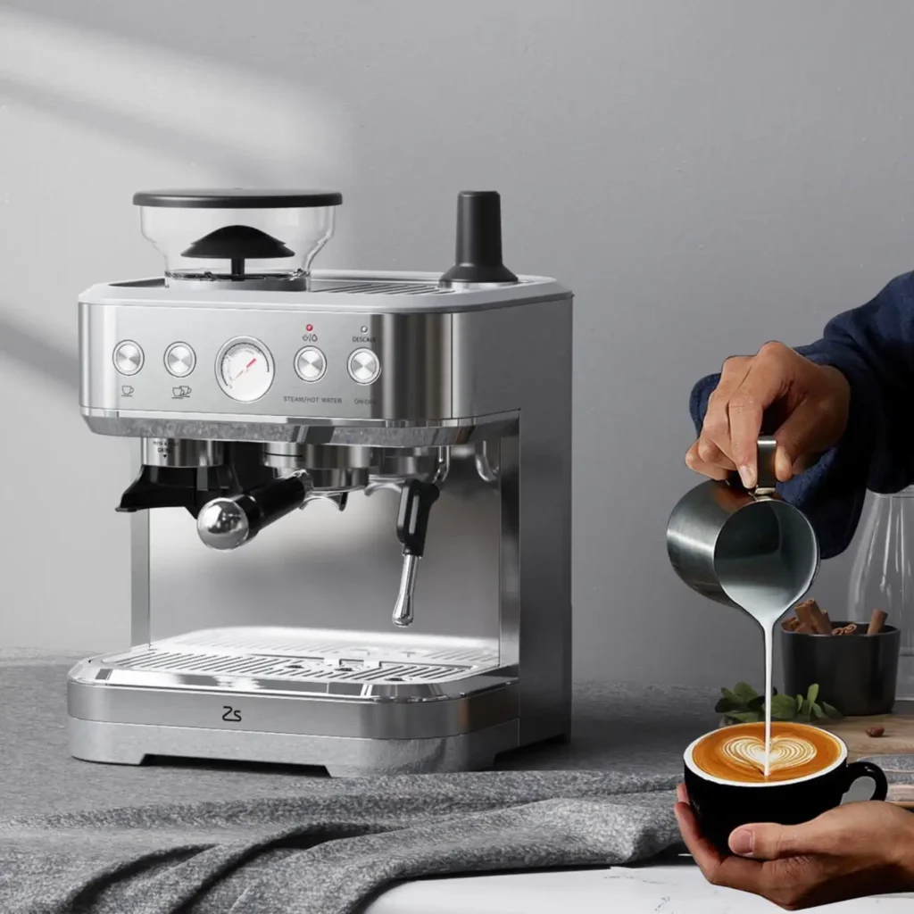 Máquina de café expreso con molinillo y espumador de leche, cafetera exprés profesional de 15 bares con tanque de agua extraíble de 2,5 L, presión