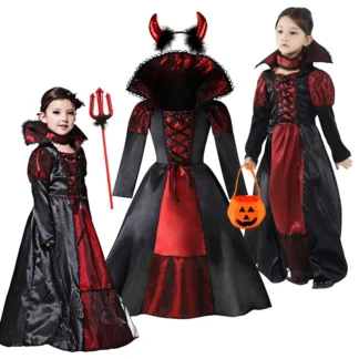 Disfraz de novia fantasma de Halloween para niñas, disfraz de princesa vampiro, ropa para niños, regalo de fiesta de Carnaval gótico