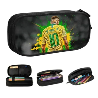 Estuches de lápices bonitos de estrella de fútbol de Brasil personalizados, bolsa de lápices de gran capacidad para niños y niñas, suministros escolares