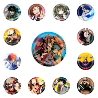 Anime Boku no Hīrō My Hero Academia de 58 mm ‌   Ashido Mina Midoriya Izuku Deku FROPPY Cosplay disfraz insignia Pin SPTE hojalata Broo