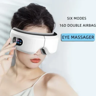 Masajeador de ojos con calor, alivio de migraña, vibración y música Bluetooth, máscara de ojos de masaje inteligente para la tensión ocular, mejora el sueño