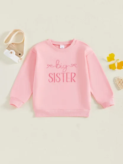 Adorable sudadera con capucha de otoño para niñas, suéter elegante de cuello redondo cosido con alfabeto, ajuste relajado, para todos los días, con mangas completas