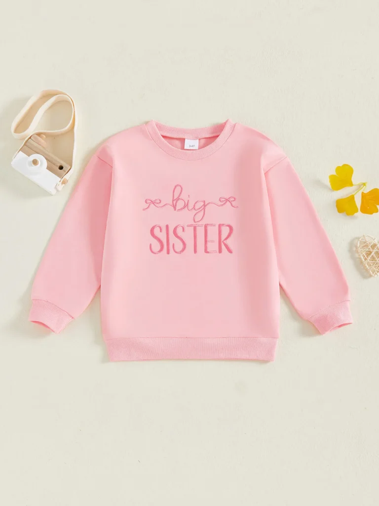 Adorable sudadera con capucha de otoño para niñas, suéter elegante de cuello redondo cosido con alfabeto, ajuste relajado, para todos los días, con mangas completas
