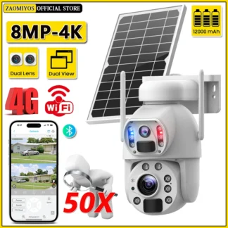 Zoom 50X 4G tarjeta SIM Solar lente Dual/cámara de visión 4K 8MP WIFI cámara IP PTZ detección PIR al aire libre vigilancia de visión nocturna de seguridad