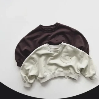 2025 otoño nueva sudadera de manga larga para niños moda chica Sudadera corta con capucha niños Casual Tops algodón ropa para bebés de 1 a 6 años