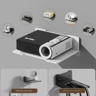 Estante de almacenamiento no perforado montado en la pared, proyector, enrutador, estante de colocación de cámara, organizador de suministros de almacenamiento para sala de estar