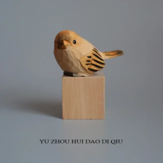Estatuilla de pájaro hecha a mano de madera maciza de primera calidad, decoración de pájaro de montaña de Titmouse, adorno de mesa natural rústico, decoración artística para el hogar