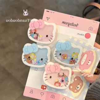 Tocado de dibujos animados de Sanrio, pinzas para el cabello bonitas de Hello Kitty Shaking It, flequillo de corazón femenino, Clip LATERAL, accesorios para el cabello de moda dulce, regalos