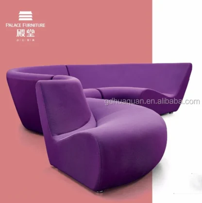 Sofá de sala curvado en forma de S para el espacio público, conjunto de sofá seccional reclinable, muebles de oficina modernos
