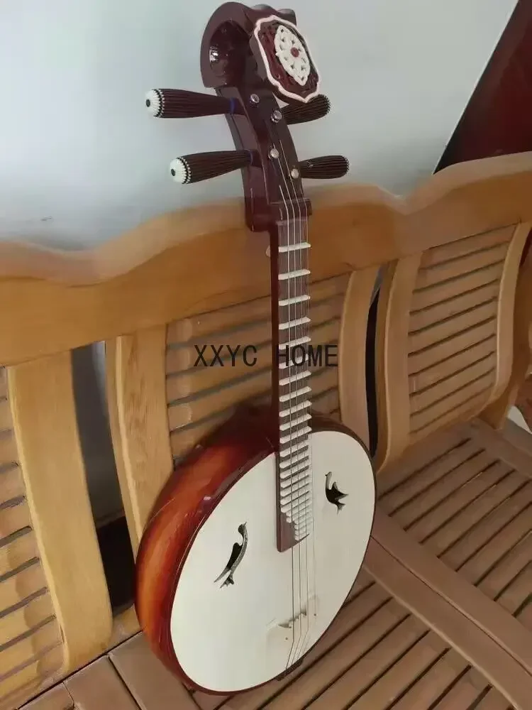 Zhongruan Pipa Lute chino hecho a mano palisandro étnico tradicional Ruyi cabeza diseño 4 cuerdas instrumento Musical con estuche rígido