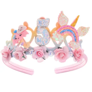 Diadema para niña, Color caramelo, lentejuelas brillantes, trenza de unicornio, accesorios para el cabello de arcoíris de Navidad para niños, banda para el cabello de cumpleaños para bebé