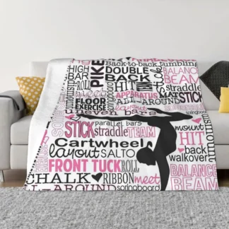 I Love Gymnastics-mantas a cuadros para sofá, funda de forro polar, Collage de dibujos animados de invierno, mantas cálidas para ropa de cama, colcha de dormitorio