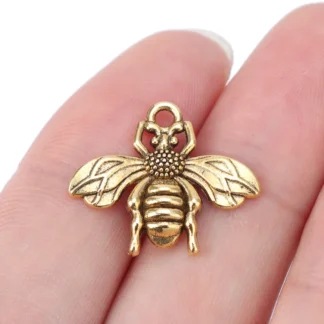 Abalorios de abeja de plata antigua/oro, abalorios colgantes de abeja para pulsera hecha a mano, accesorios para hacer joyas, 50 piezas
