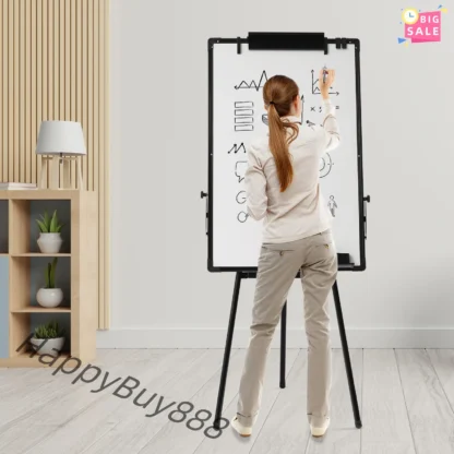 Soporte de pizarra blanca de 91x61cm, trípode con tabla abatible, pizarra blanca ajustable para la escuela, la oficina y el hogar