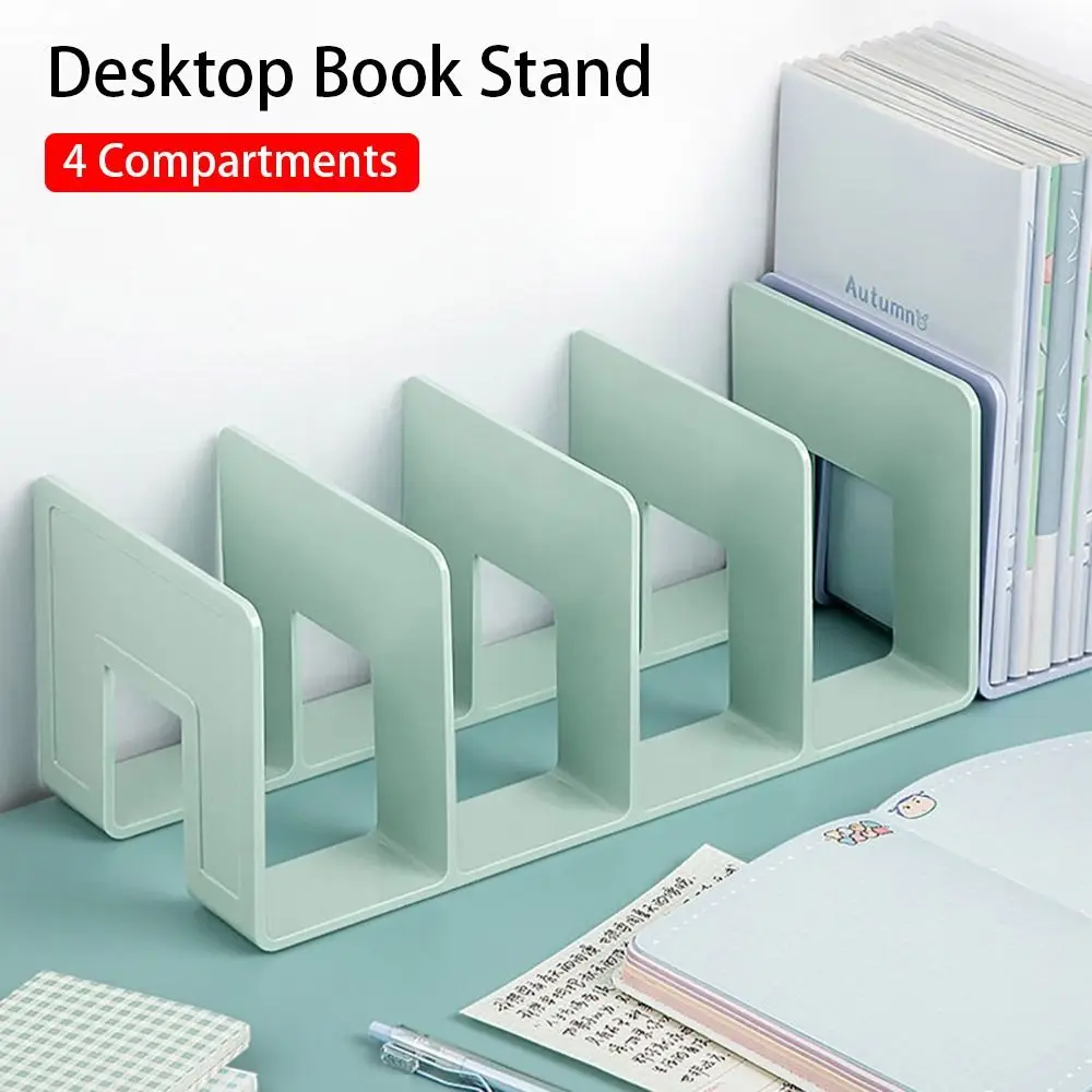 Organizador de escritorio de acrílico, 1 piezas, bolsa de 4 compartimentos, estante de armario, divisor, estantería de mesa, soporte de libros de cuatro marcos coloridos