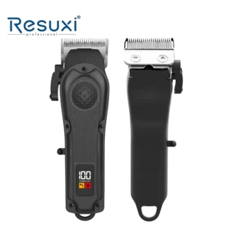 Cortadora de pelo eléctrica negra Resuxi YU01, cortadora de pelo de barbero inalámbrica profesional recargable para hombres, 1200mAh