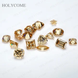 Nuevo Cojín de moissanita color champán, corazón de princesa, pera ovalada, Marquesa, Asscher, cometa esmeralda radiante, triángulo, Trillion, corte brillante