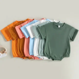Pelele para bebé recién nacido, pelele con cuello redondo de verano, ropa lisa, monos sueltos informales, mono de algodón para niño y niña