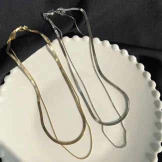 Collares de cadena de serpiente de doble capa de Plata de Ley 925 para mujer, joyería de calidad de lujo, accesorios exquisitos de dijes Argent 925