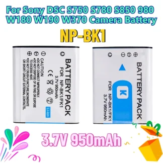 3,7 V 950 mAh NP-BK1 para Sony DSC S750 S780 S850 980 W180 W190 W370 batería de cámara