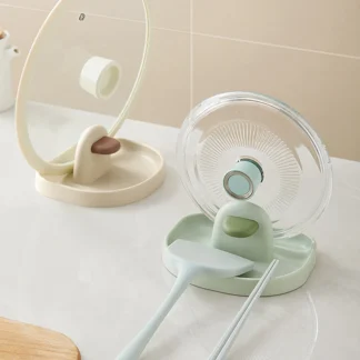 Estante de almacenamiento para encimera de cocina de plástico multifuncional, estante de almacenamiento para cuchara de sopa, cubierta para olla, 1 ud.