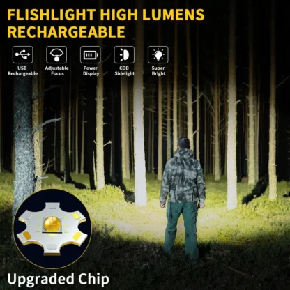 Linternas recargables de 4 Uds. De lúmenes altos, linternas de 7 modos recargables, superbrillantes, luz de Flash táctica ajustable
