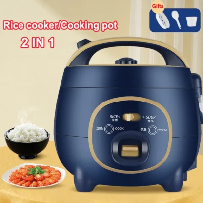 Olla arrocera pequeña 2 en 1, 1,8 l, olla para estofado multifunción, olla interior antiadherente para el hogar, olla de Cocina eléctrica con vaporera