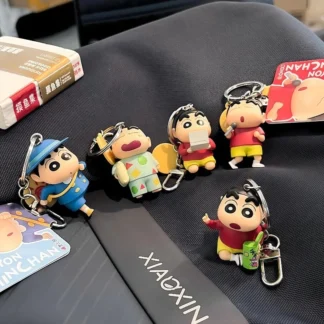 Crayon Shin-Chan llavero Anime pequeño nuevo día figura bolsa colgante llavero de dibujos animados accesorios juguetes para niños regalo