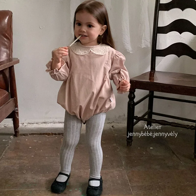 2025 nuevo otoño mono para niñas pequeñas de manga larga de algodón con encaje empalmado mameluco para niñas pequeñas 0-24M ropa para niños