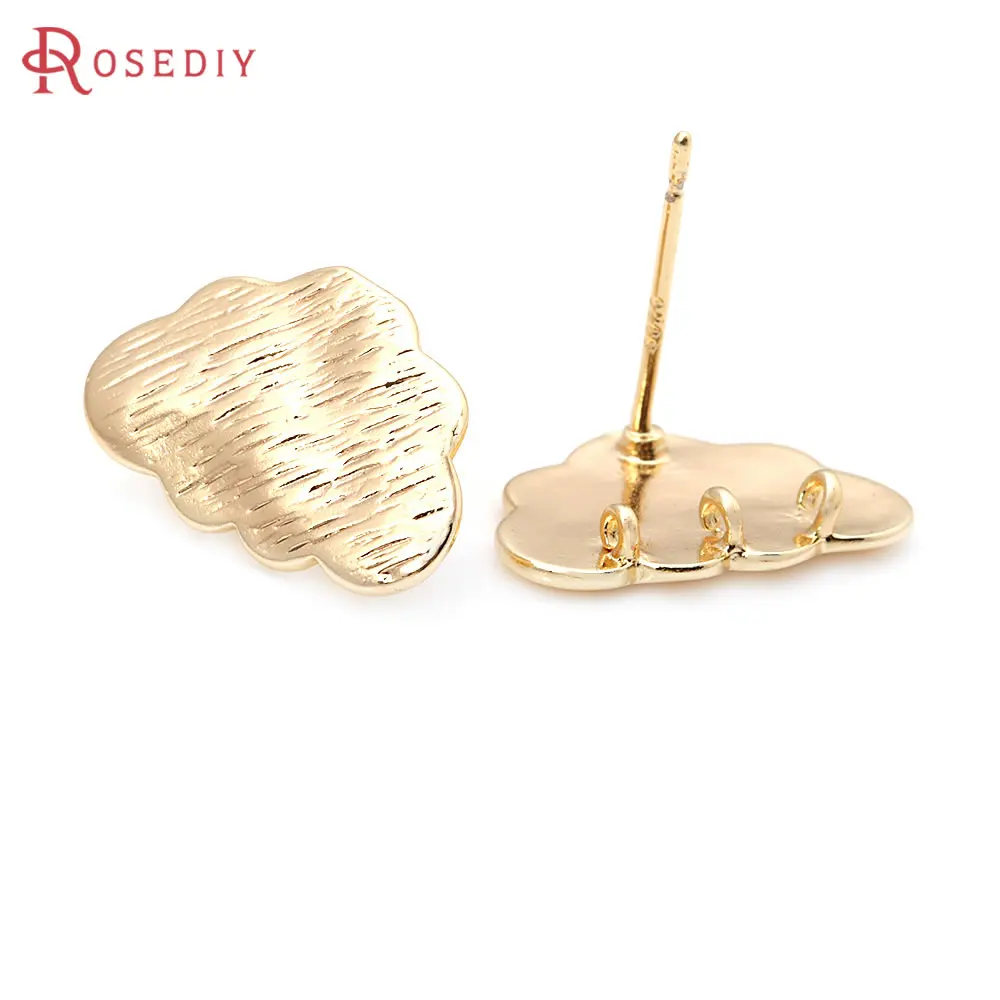 6 uds. Pendientes de tuerca de nube de latón de Color dorado de 18K, pendientes de alfileres, suministros de joyería Diy de alta calidad, accesorios para mujeres