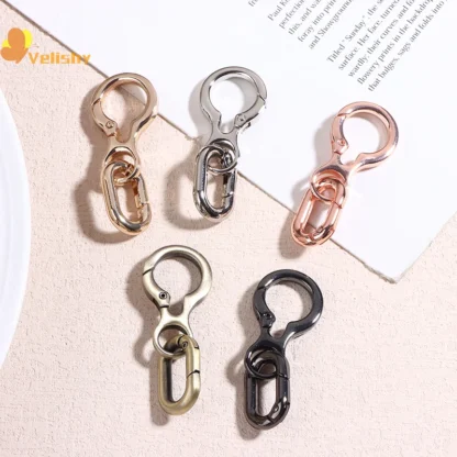 1/3 Uds. Clips de cierre giratorio de doble apertura ganchos de resorte de Metal con llavero para llaveros DIY accesorios artesanales