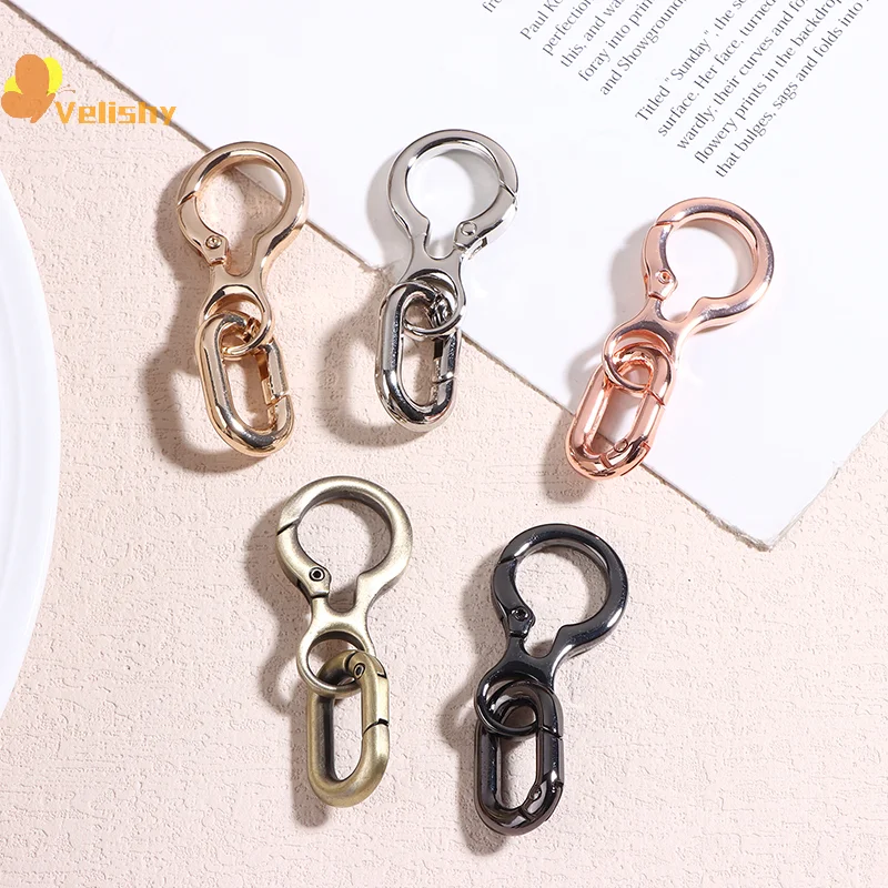 1/3 Uds. Clips de cierre giratorio de doble apertura ganchos de resorte de Metal con llavero para llaveros DIY accesorios artesanales