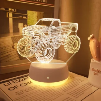 Luces nocturnas creativas USB 3D para vehículos todoterreno, luces decorativas para dormitorio y sala de estar, luces decorativas de escritorio