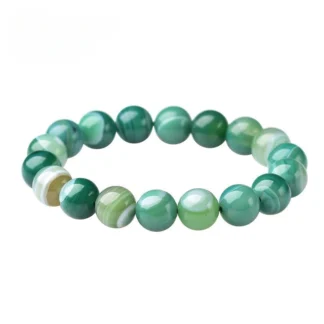 Pulsera Biyu de ágata verde, pulsera de cristal de ágata de rayas verdes y blancas.