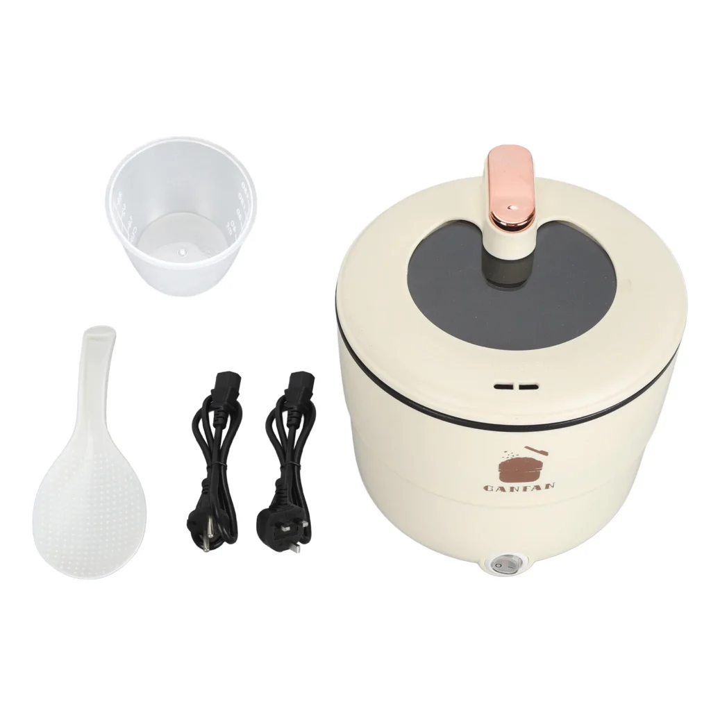 Olla arrocera eléctrica de 1,8 L, doble capa, antiescaldaduras, antiadherente, olla de cocina eléctrica para fideos, sopa, guisar al vapor