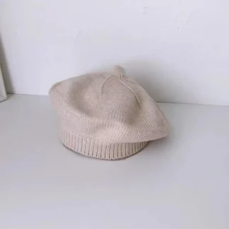 Boinas de punto Vintage para niños, boina redonda de Color sólido para niños, boina cálida para bebé, sombrero para niños y niñas