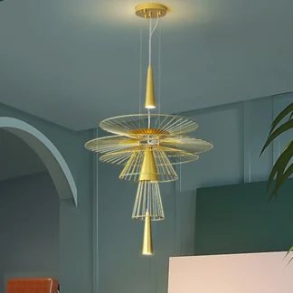 Lámpara de malla de hierro nórdico, lámpara de suspensión por gravedad de diseñador para dormitorio, sala de estar, decoración de salón, lámpara colgante Industrial de Metal negro