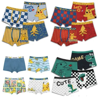 Ropa interior de Pokémon de Anime para niños, bragas de algodón puro para niños, ropa interior de Pikachu, calzoncillos suaves y transpirables para bebés