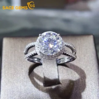 SACE GEMS GRA certificado 3CT D VVS1 Moissanite 925 anillo de plata esterlina de moda para mujeres compromiso promesa fiesta joyería fina