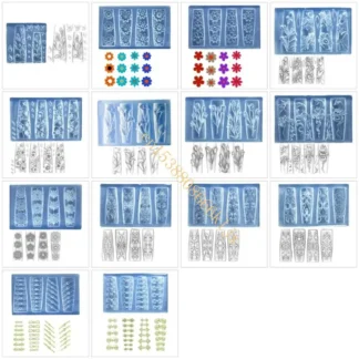 Plantilla silicona moho para uñas tallado 3D bricolaje bricolaje
