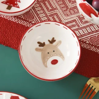Vajilla para el hogar, regalo de Navidad, cuenco de cerámica de Papá Noel, ensaladera de frutas en relieve creativa, ensaladeras occidentales