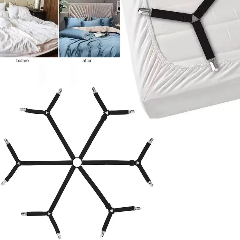 12 Clips de sujetadores para sábanas, Clip ajustable, tirantes elásticos, correas de soporte, Clip para sábanas, fundas de colchón, accesorios para cuna